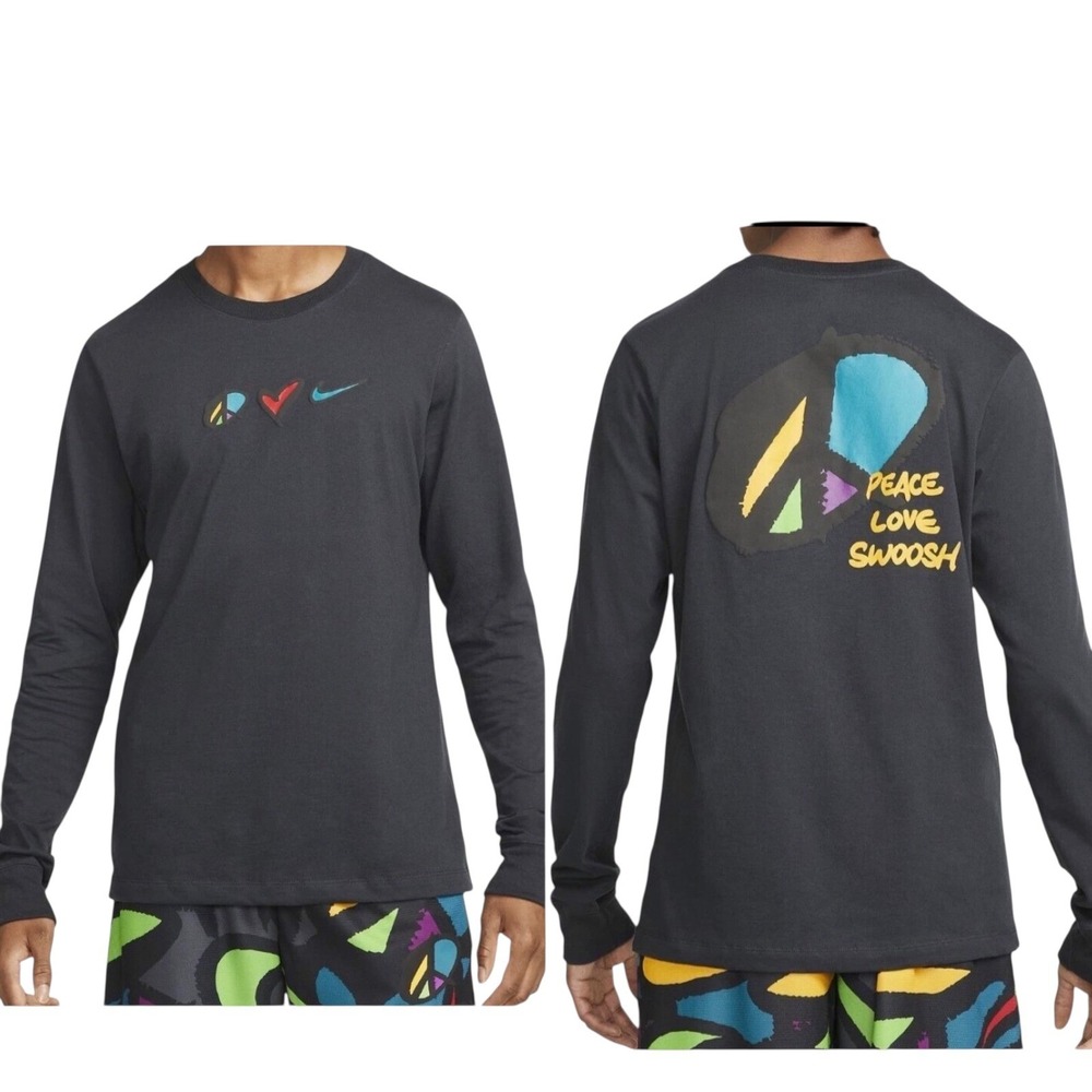 Nike Peace Love Swoosh Long Sleeve T-Shirt Mens Size L Graphic Cotton Streetwear